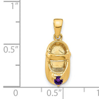14k 3-D February/Synthetic Stone Engraveable Baby Shoe Charm-K4652FEB