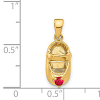 14k 3-D July/Synthetic Stone Engraveable Baby Shoe Charm-K4652JUL