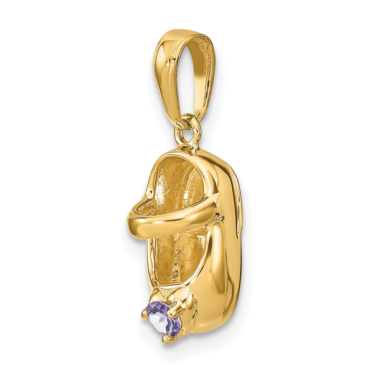 14k 3-D June Synthetic Stone Engraveable Baby Shoe Charm-K4652JUN