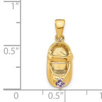 14k 3-D June Synthetic Stone Engraveable Baby Shoe Charm-K4652JUN