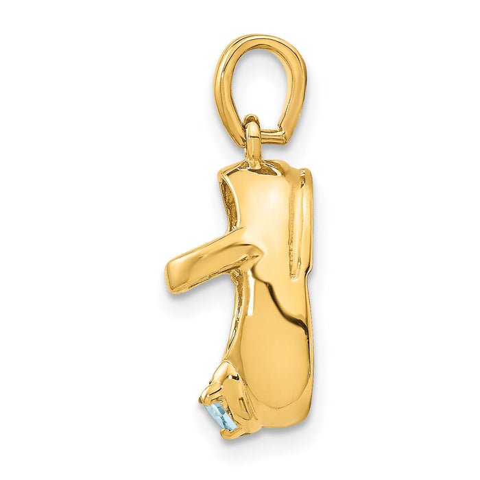 14k 3-D March/Synthetic Stone Engraveable Baby Shoe Charm-K4652MAR
