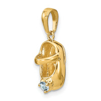 14k 3-D March/Synthetic Stone Engraveable Baby Shoe Charm-K4652MAR