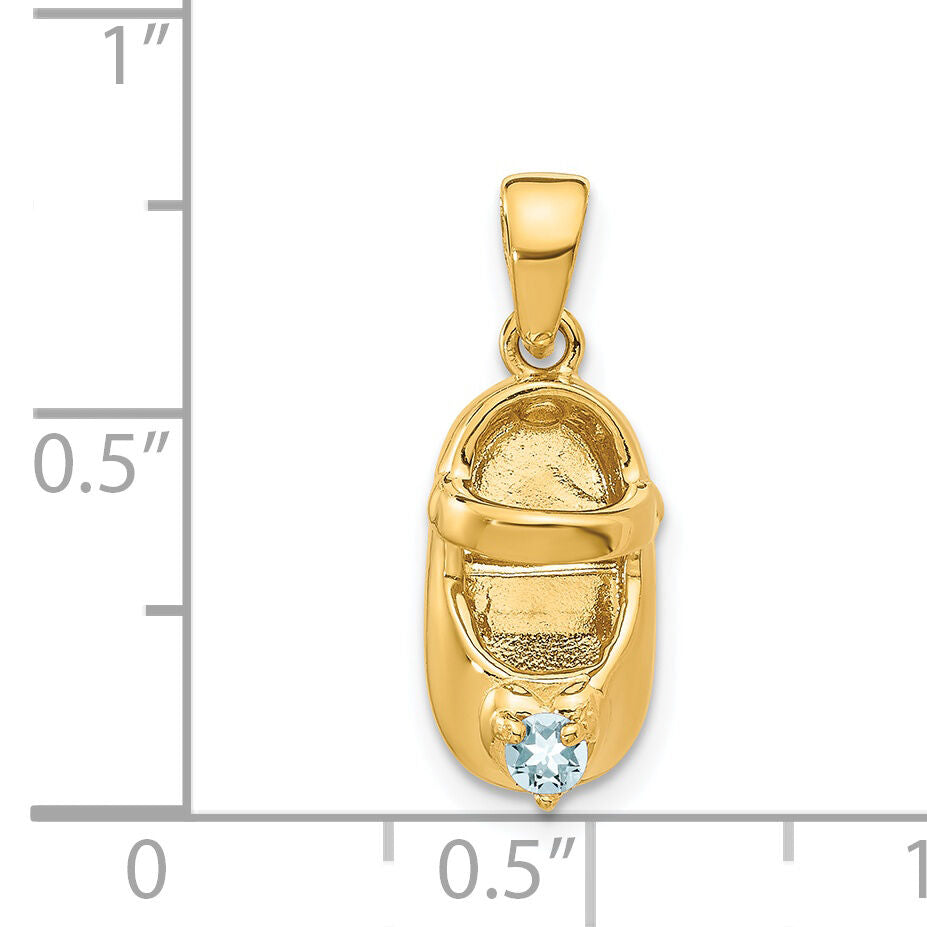 14k 3-D March/Synthetic Stone Engraveable Baby Shoe Charm-K4652MAR