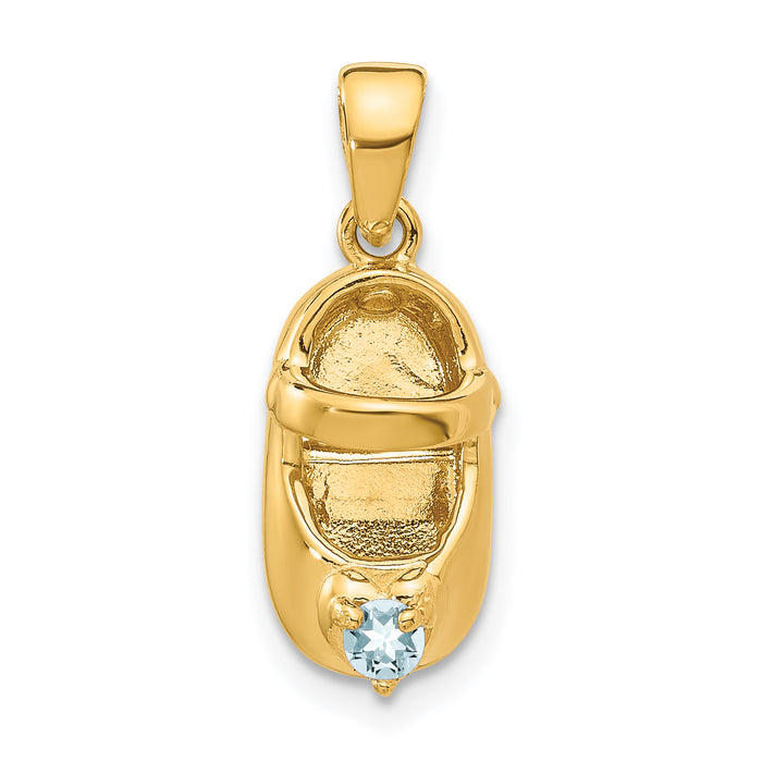 14k 3-D March/Synthetic Stone Engraveable Baby Shoe Charm-K4652MAR