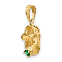 14k 3-D May/Synthetic Stone Engraveable Baby Shoe Charm-K4652MAY