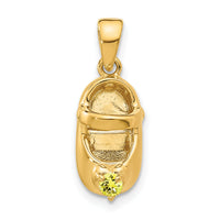 14k 3-D November/Synthetic Stone Engraveable Baby Shoe Charm-K4652NOV