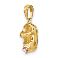 14k 3-D October/Synthetic Stone Engraveable Shoe Charm-K4652OCT