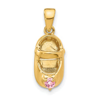 14k 3-D October/Synthetic Stone Engraveable Shoe Charm-K4652OCT
