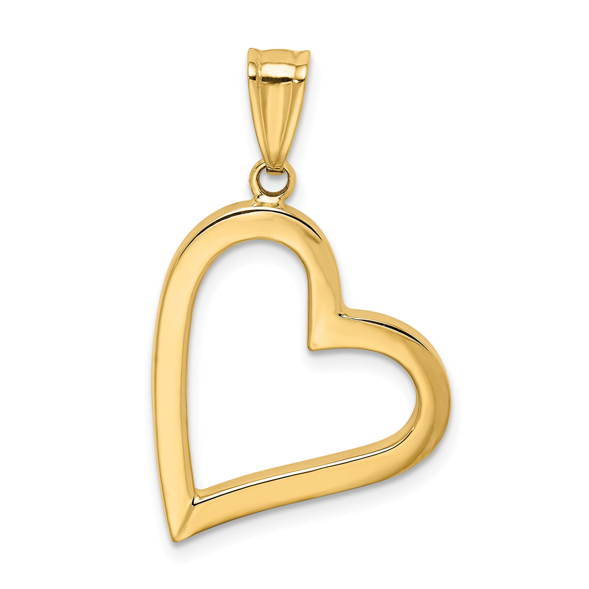 14K Polished Crooked Heart Pendant-K4664