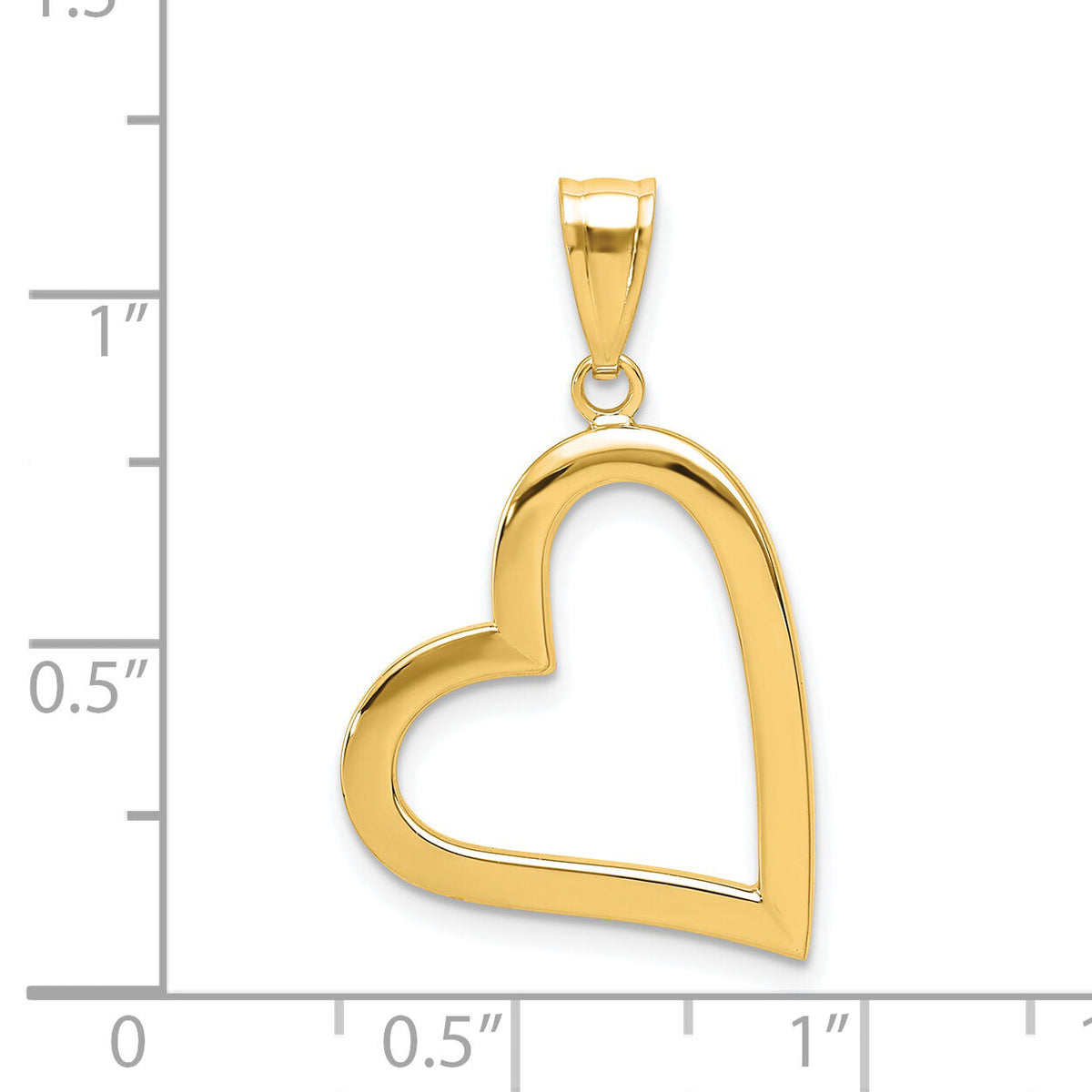 14K Polished Crooked Heart Pendant-K4664