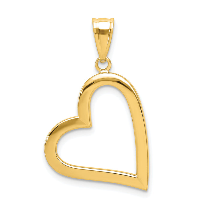 14K Polished Crooked Heart Pendant-K4664