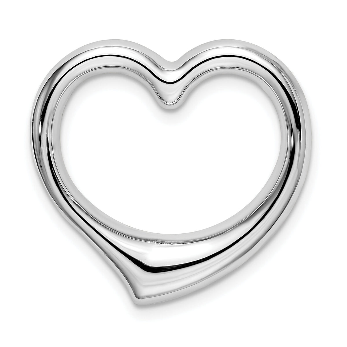 14k White Gold Heart Hollow Pendant Slide-K4666