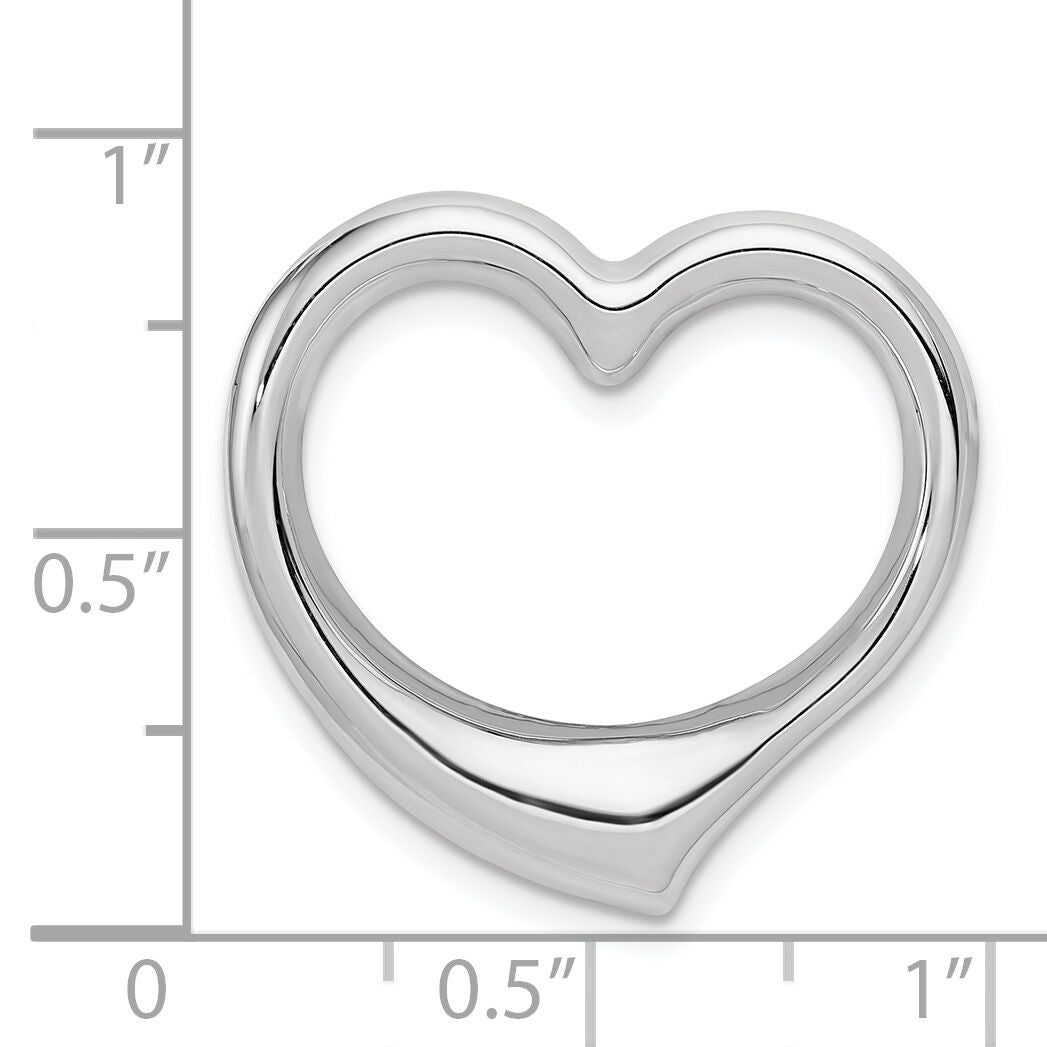 14k White Gold Heart Hollow Pendant Slide-K4666