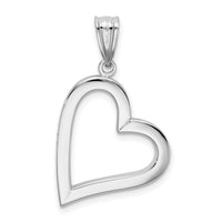 14k White Gold Polished Hollow Heart Pendant-K4669
