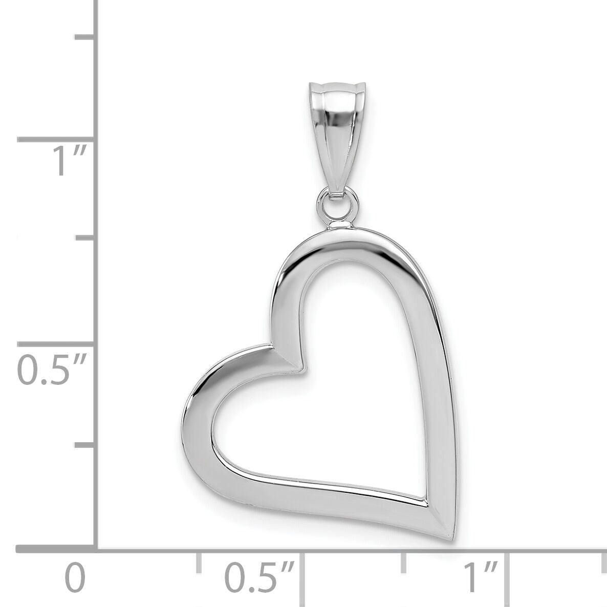 14k White Gold Polished Hollow Heart Pendant-K4669