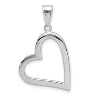 14k White Gold Polished Hollow Heart Pendant-K4669
