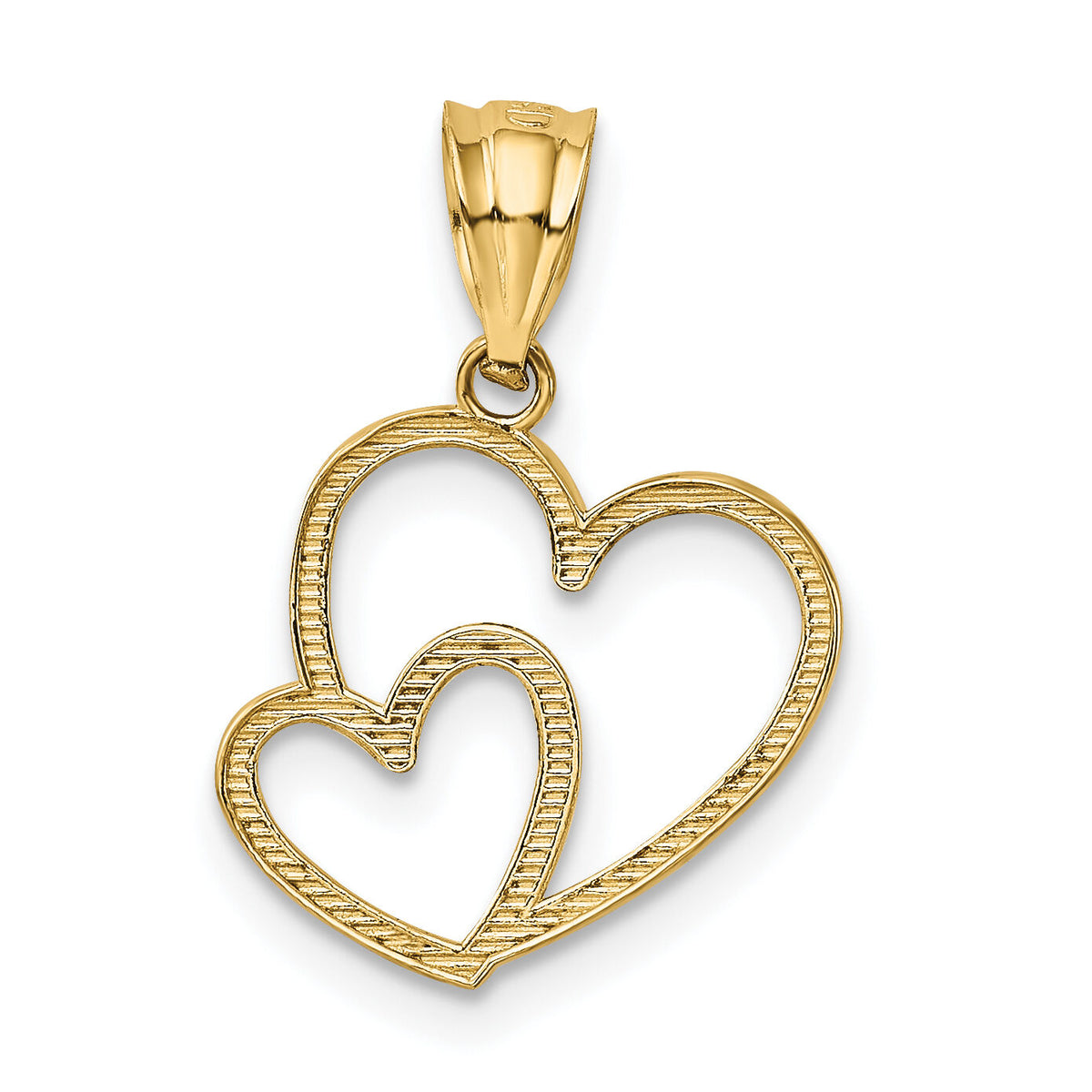 14K Polished Double Heart Pendant-K4671