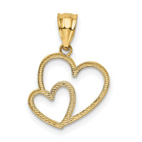14K Polished Double Heart Pendant-K4671