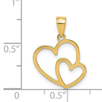 14K Polished Double Heart Pendant-K4671