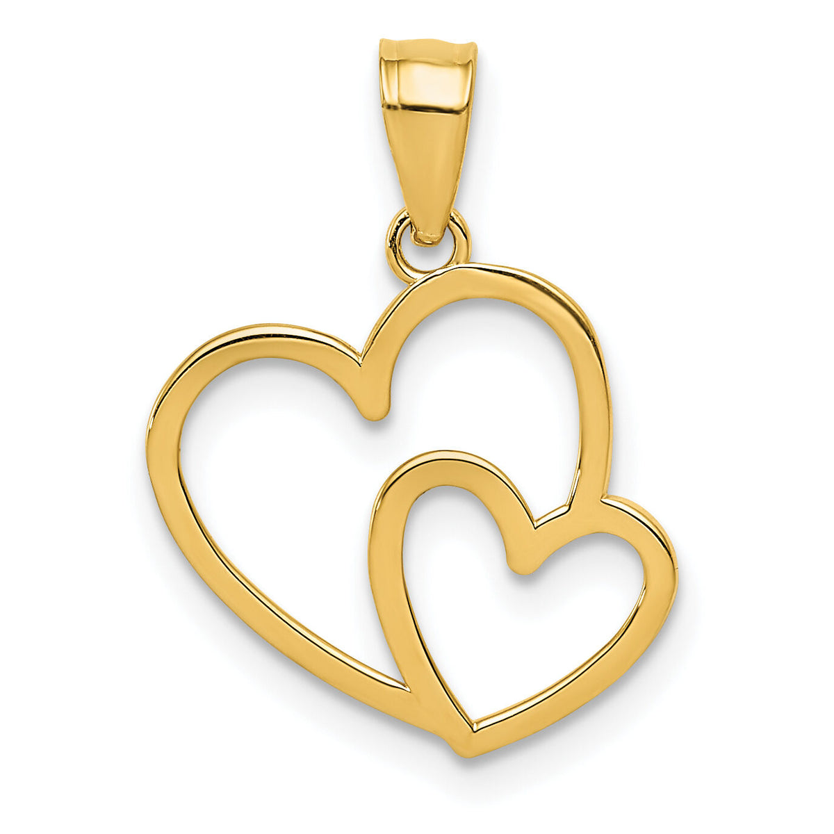 14K Polished Double Heart Pendant-K4671