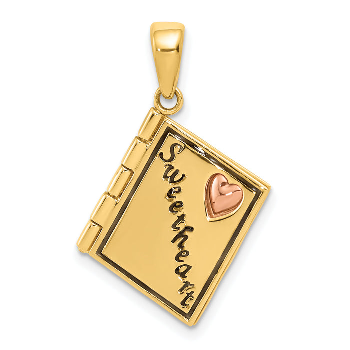 14K Two-tone 3D Enameled Moveable SWEETHEART Book Charm-K4681