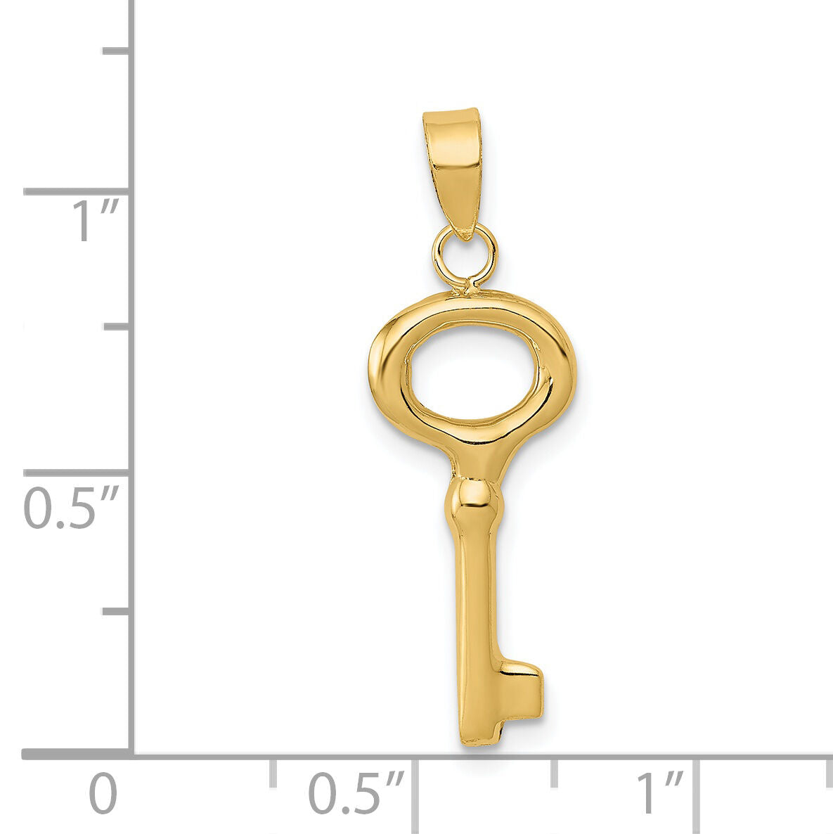14K Polished 3-D Key Charm-K4698