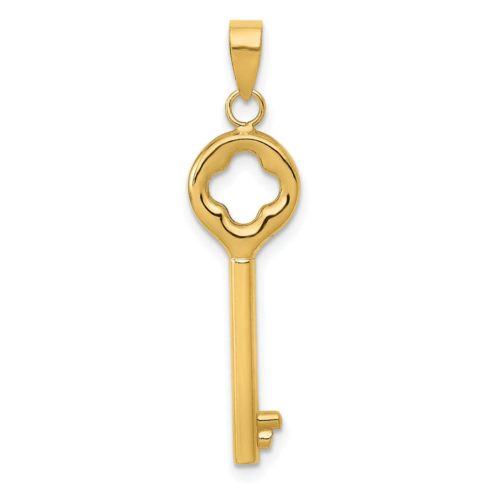 14K Polished 3-D Key Charm-K4701