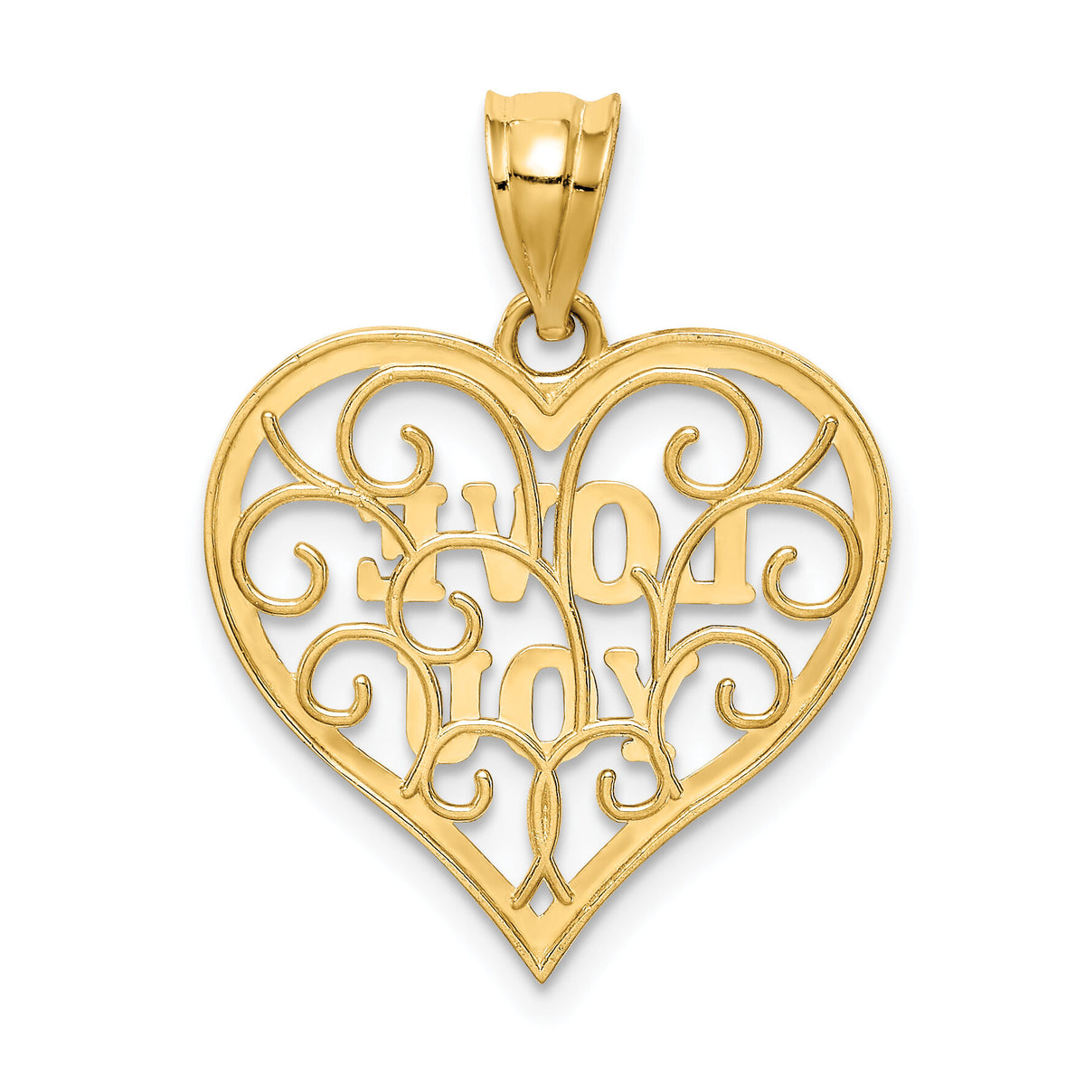 14k and White Rhodium Filigree Love You-K4709