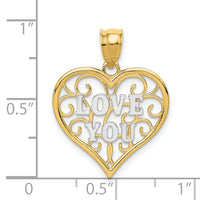 14k and White Rhodium Filigree Love You-K4709