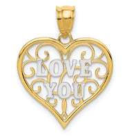14k and White Rhodium Filigree Love You-K4709