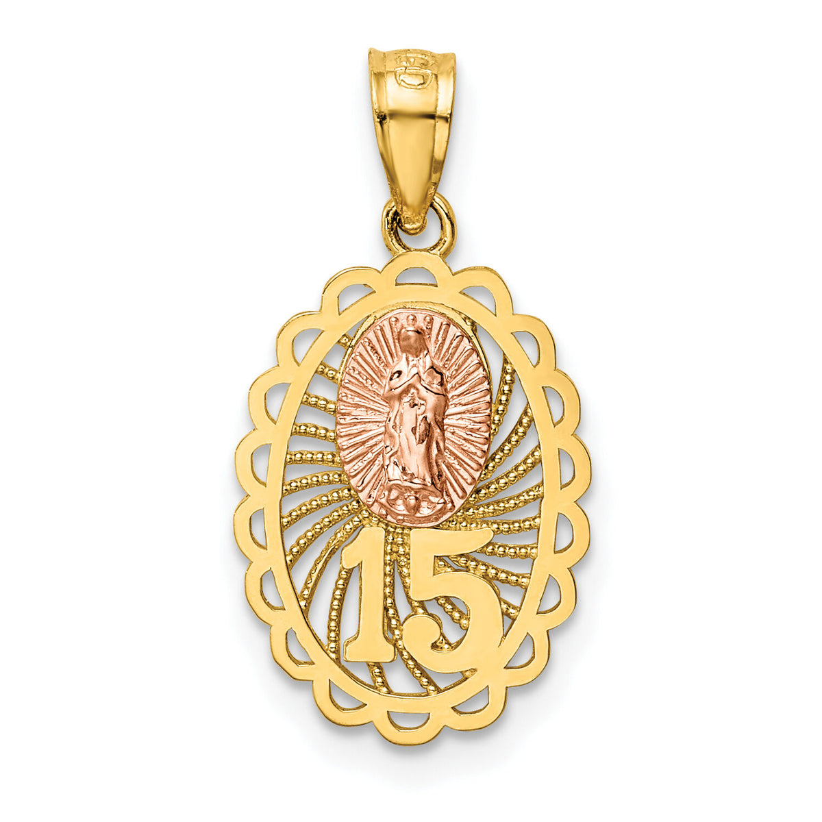 14k Two-tone 15 Guadalupe Pendant-K4715