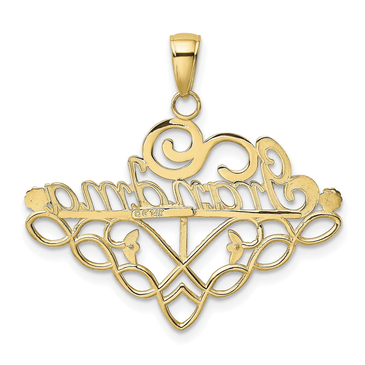 14k GRANDMA Birthstone Charm Holder Pendant-K4723
