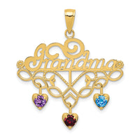 14k GRANDMA Birthstone Charm Holder Pendant-K4723