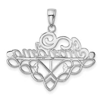 14k White Gold GRANDMA Birthstone Charm Holder Pendant-K4723W