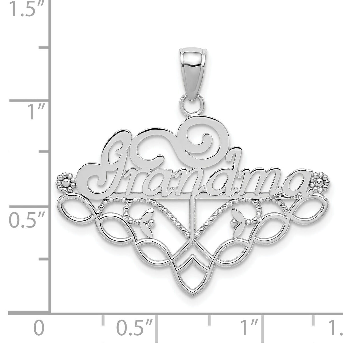 14k White Gold GRANDMA Birthstone Charm Holder Pendant-K4723W