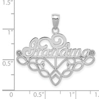 14k White Gold GRANDMA Birthstone Charm Holder Pendant-K4723W