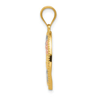 14k Tricolor MOM & Flowers Pendant-K4728