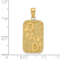 14K DAD Gold Nugget Dog Tag Pendant-K4733