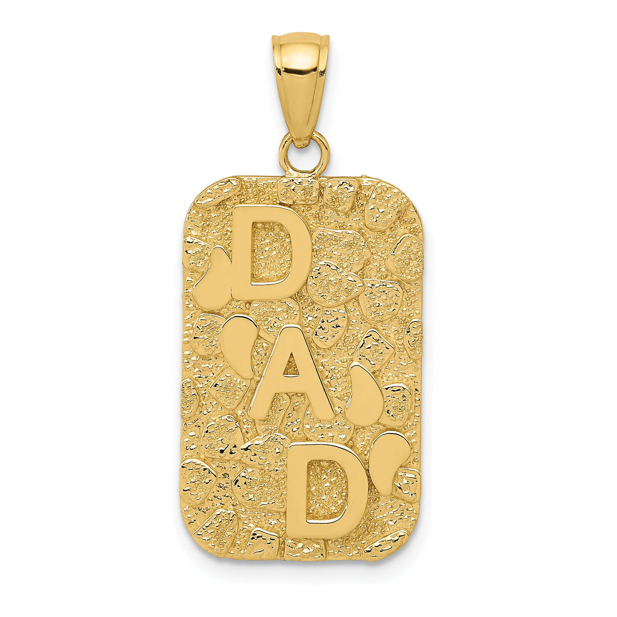 14K DAD Gold Nugget Dog Tag Pendant-K4733