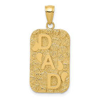14K DAD Gold Nugget Dog Tag Pendant-K4733