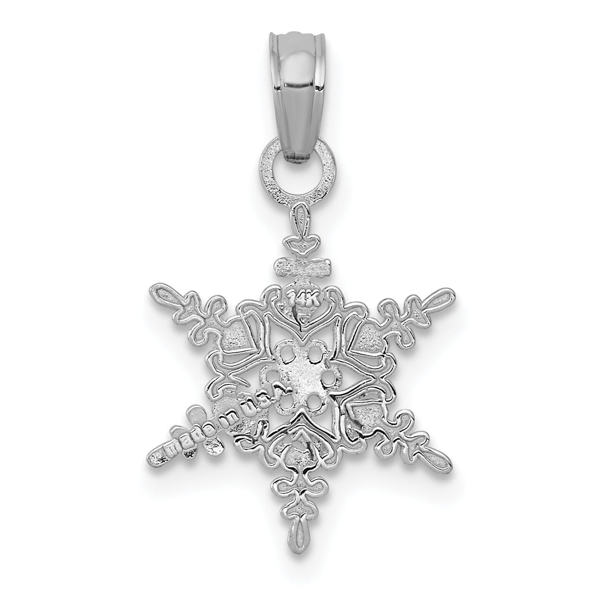 14k White Gold Small Snowflake Pendant-K4742W