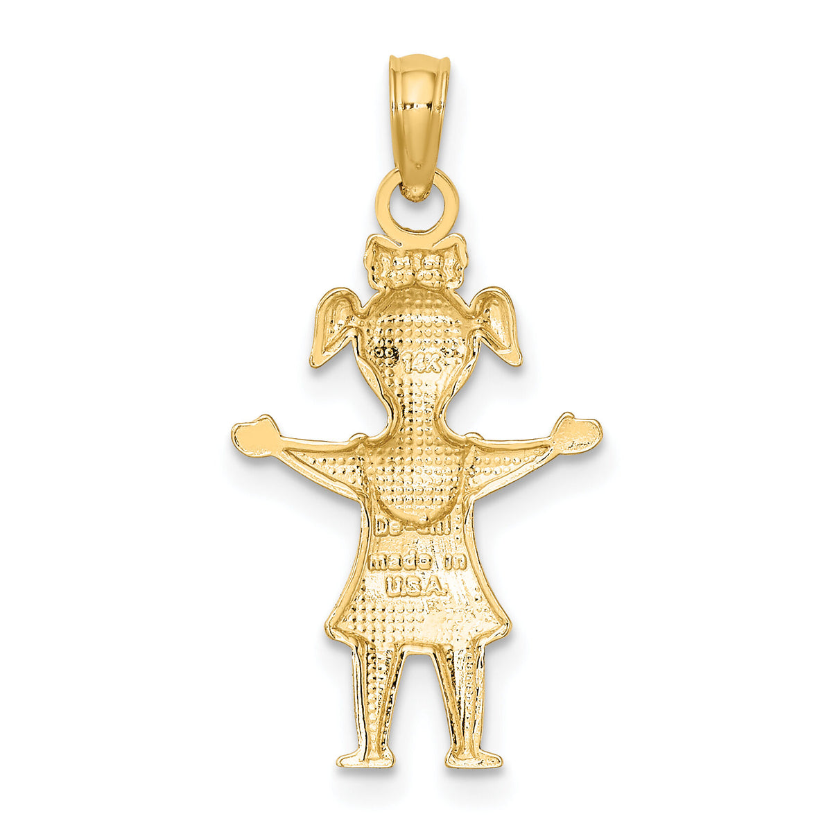 14k Solid Polished Girl with Pig-Tails Charm-K4747