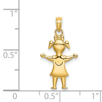 14k Solid Polished Girl with Pig-Tails Charm-K4747