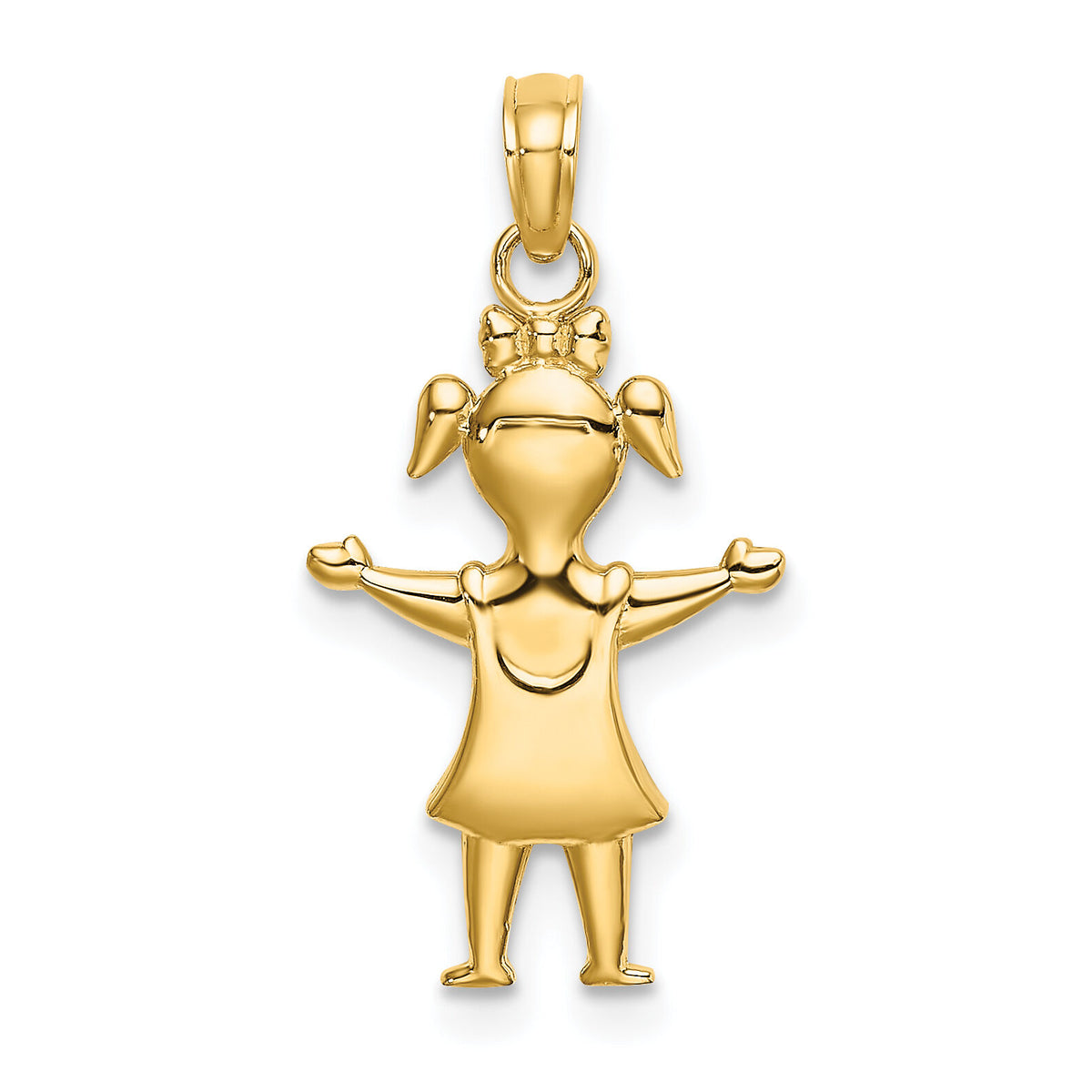 14k Solid Polished Girl with Pig-Tails Charm-K4747