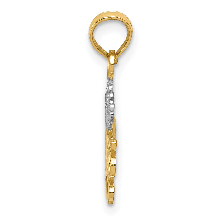 14k w/Rhodium Polished PRINCESS with Crown Pendant-K4750