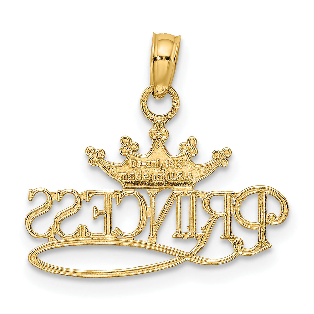 14k w/Rhodium Polished PRINCESS with Crown Pendant-K4750