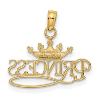 14k w/Rhodium Polished PRINCESS with Crown Pendant-K4750