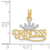 14k w/Rhodium Polished PRINCESS with Crown Pendant-K4750