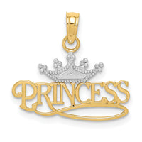 14k w/Rhodium Polished PRINCESS with Crown Pendant-K4750