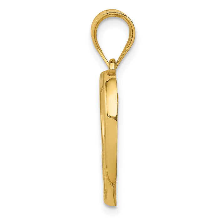 14k Polished and Satin Mom/Baby Heart Charm-K4753